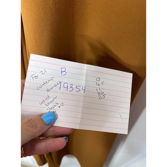 Forever 21 slacks pants trousers women's small brown mustard high waist zip frnt - Picture 12 of 12